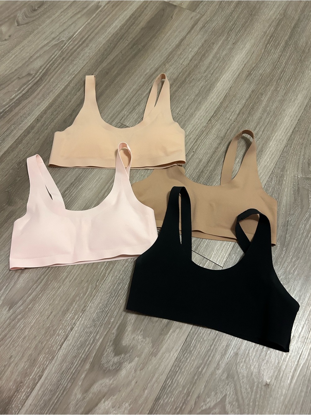 Girls Set of 4 Seamless Bralette Tops - Black, Blush, Nude, Peach
